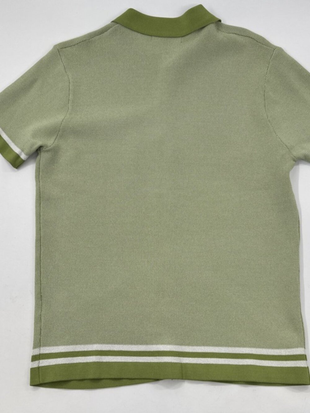 PJ Paul Jones Knit Polo Shirt Mens Medium Green Textured Retro 70s Style - Picture 11 of 11